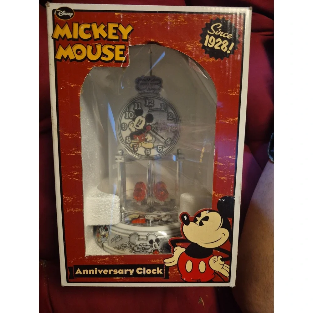 Disney Mickey Mouse Anniversary Clock Porcelain Base Glass Dome DS20775 New